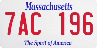 MA license plate 7AC196
