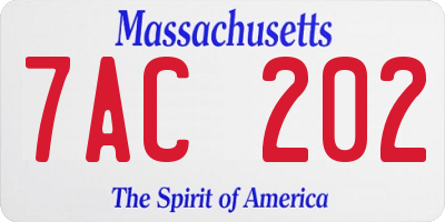 MA license plate 7AC202