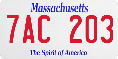 MA license plate 7AC203