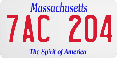 MA license plate 7AC204
