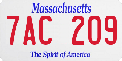 MA license plate 7AC209