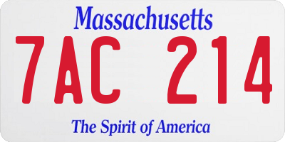 MA license plate 7AC214