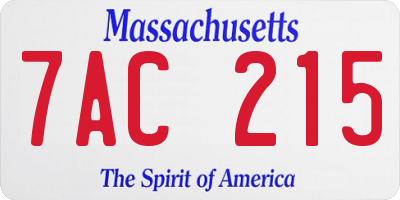 MA license plate 7AC215