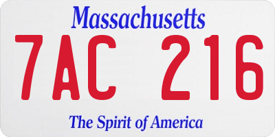 MA license plate 7AC216
