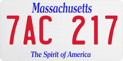 MA license plate 7AC217