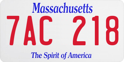 MA license plate 7AC218