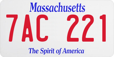 MA license plate 7AC221