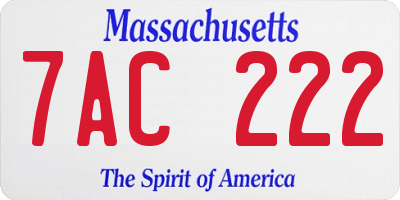 MA license plate 7AC222