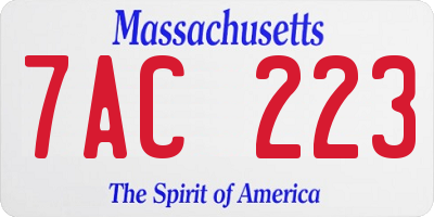 MA license plate 7AC223