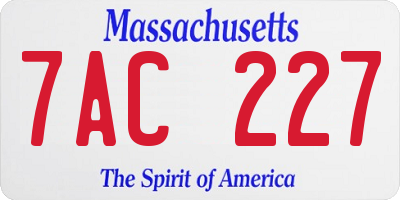 MA license plate 7AC227