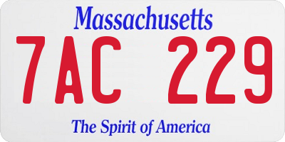 MA license plate 7AC229