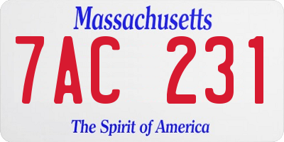 MA license plate 7AC231