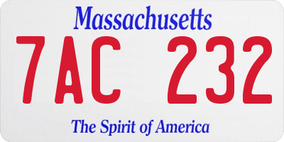 MA license plate 7AC232
