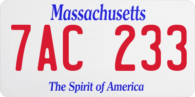 MA license plate 7AC233