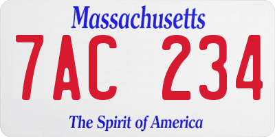 MA license plate 7AC234