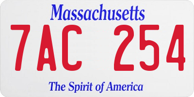 MA license plate 7AC254