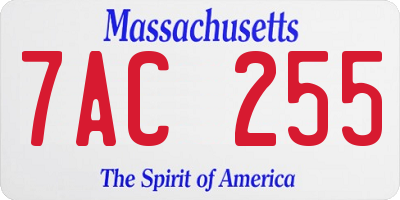 MA license plate 7AC255