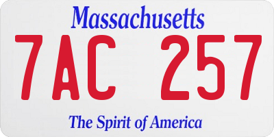 MA license plate 7AC257