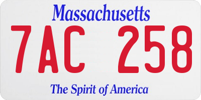 MA license plate 7AC258