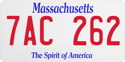 MA license plate 7AC262