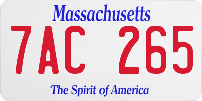 MA license plate 7AC265