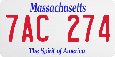 MA license plate 7AC274