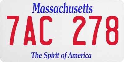 MA license plate 7AC278
