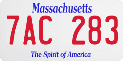 MA license plate 7AC283