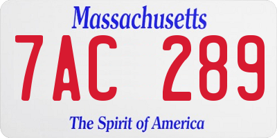 MA license plate 7AC289