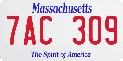 MA license plate 7AC309
