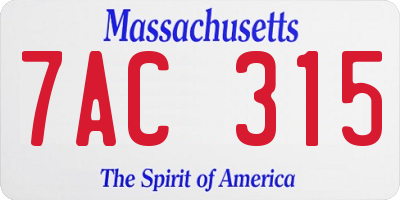 MA license plate 7AC315