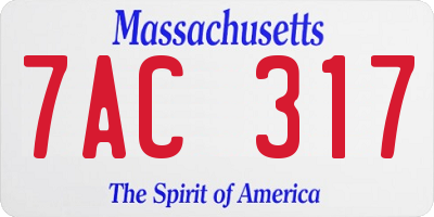 MA license plate 7AC317