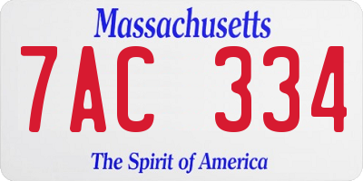 MA license plate 7AC334