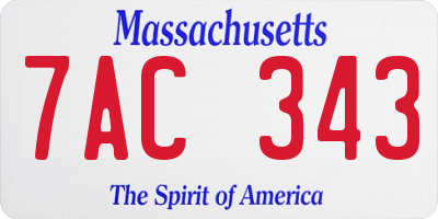 MA license plate 7AC343