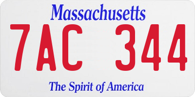 MA license plate 7AC344