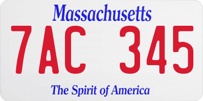 MA license plate 7AC345