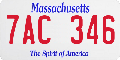 MA license plate 7AC346