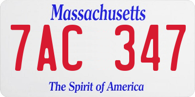 MA license plate 7AC347