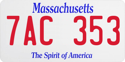 MA license plate 7AC353