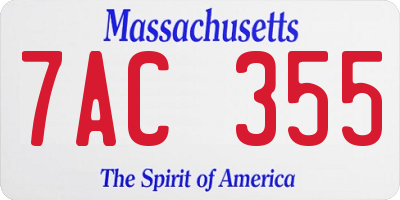 MA license plate 7AC355