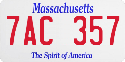 MA license plate 7AC357