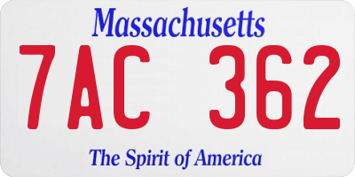 MA license plate 7AC362