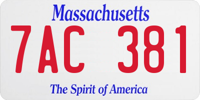 MA license plate 7AC381