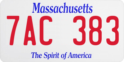 MA license plate 7AC383