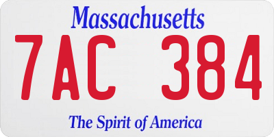 MA license plate 7AC384