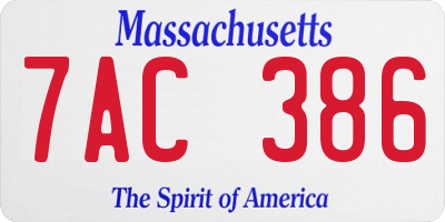 MA license plate 7AC386