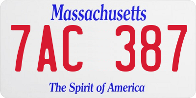 MA license plate 7AC387