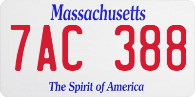 MA license plate 7AC388