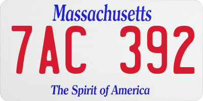 MA license plate 7AC392