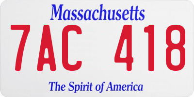 MA license plate 7AC418